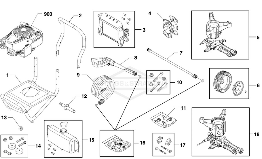 Briggs & Stratton pressure washer model 020503-0 replacement parts, pump breakdown, repair kits, owners manual and upgrade pump.